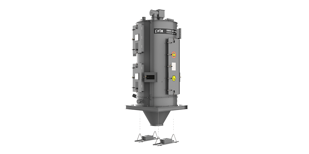 Balança Tolflux possui estrutura cilíndrica em aço carbono preto e sistema de verificação manual com talhas tipo Tifor