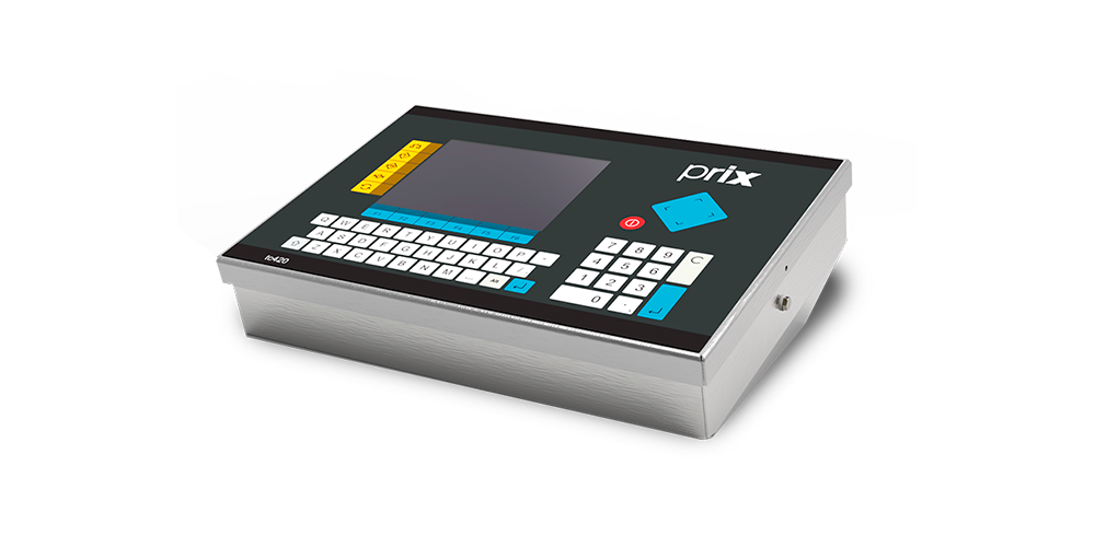 Terminal para balanças rodoviárias TC420 possui estrutura quadrada em aço inox, painel preto e teclado alfanumérico colorido